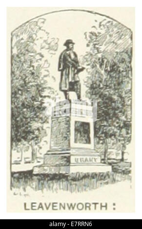 Die Abbildung von 1891 zeigt die Statue of Grant in Leavenworth, Kansas, zum Gedenken an General Ulysses S. Grant, eine Schlüsselfigur im Amerikanischen Bürgerkrieg und den 18. Präsidenten der Vereinigten Staaten. Die Statue ehrt seine Beiträge für die Nation. Stockfoto