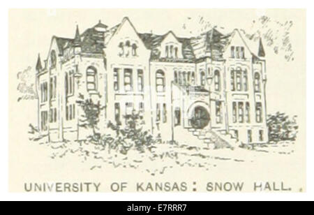 Diese Abbildung aus dem Jahr 1891 zeigt den Campus der University of Kansas in Lawrence, Kansas. Das Bild zeigt die Grundrisse des Campus im späten 19. Jahrhundert und spiegelt die frühe Entwicklung der Universität wider. Stockfoto