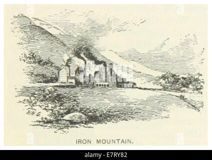 Eine Illustration aus der 1891 erschienenen Publikation „US-MO“, Seite 447, mit einer Skizzenkarte von Iron Mountain, Missouri, die geografische und topografische Details enthält. Stockfoto
