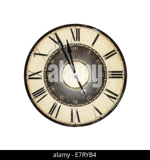 Alte Uhr isoliert auf weißem Hintergrund Stockfoto