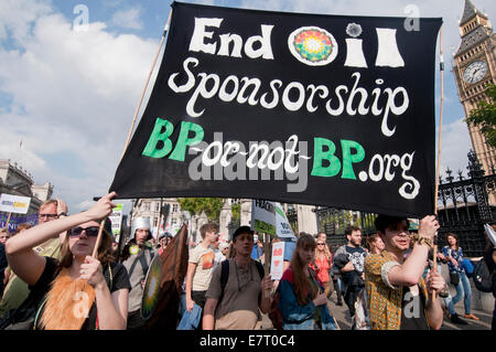 International Menschen Klima fragt März vor der UN-Klimagipfel für Maßnahmen gegen den Klimawandel London 2014 Stockfoto