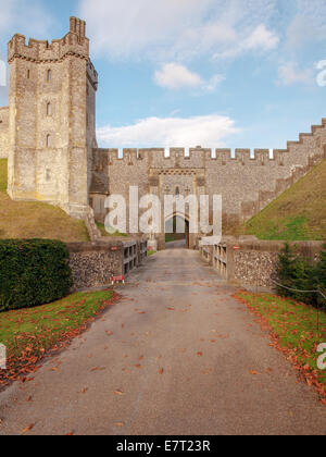 Westseite von Arundel Castle in West Sussex, England. Stockfoto