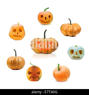 Satz von Halloween-Kürbis isoliert Stockfoto