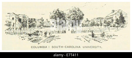 Eine Illustration aus dem Jahr 1891 aus der US-SC-Publikation über die South Carolina University in Columbia. Das Bild bietet eine detaillierte Ansicht des Campus-Layouts und der Gebäudeplanung. Stockfoto