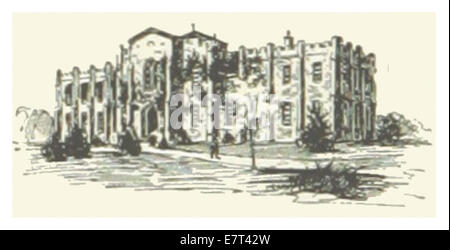 Eine Illustration aus dem Jahr 1891 mit der Fisk University in Nashville, Tennessee. Auf der Karte werden die Grundrisse des Campus und die wichtigsten Wahrzeichen dieser historisch bedeutsamen Institution, die 1866 gegründet wurde, hervorgehoben. Stockfoto