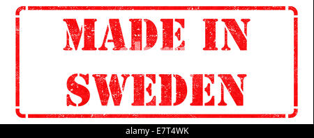 Made in Sweden auf roten Stempel. Stockfoto