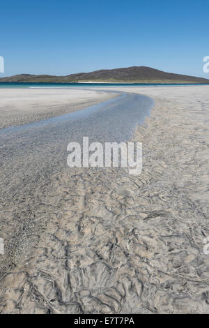 Sand Muster und Stream auf Luskentyre Strand, Isle of Harris, äußeren Hebriden, Schottland Stockfoto