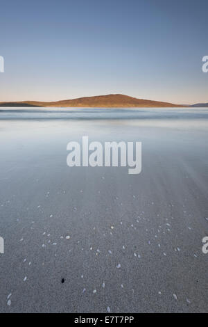 Muscheln am Strand von Luskentyre, mit sonnigen z. über Isle of Harris, äußeren Hebriden, Schottland Stockfoto