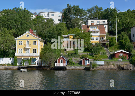 Waterfront Häuser, Stockholm, Schweden-140810 61879 Stockfoto