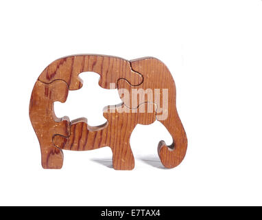 Holzklotz, Stand-up Elefanten puzzle Stockfoto