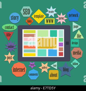 Wolke aus Worten oder im Zusammenhang mit Web-tags Stockfoto