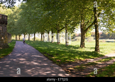 Fluss Weser Radweg vorbei an der World Heritage Site Kloster Corvey, Stockfoto