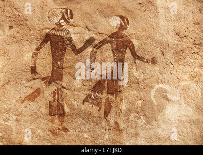 Berühmten prähistorischen Felsmalereien des Tassili N'Ajjer, Algerien Stockfoto