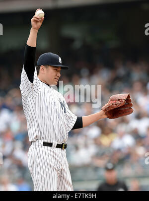 Masahiro Tanaka (Yankees), 21. September 2014 - MLB: Masahiro Tanaka von der New York Yankees in der Major League Baseball Spiel gegen die Toronto Blue Jays im Yankee Stadium in Bronx, New York, Vereinigte Staaten von Amerika. (Foto: AFLO) Stockfoto