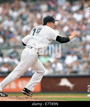 Masahiro Tanaka (Yankees), 21. September 2014 - MLB: Masahiro Tanaka von der New York Yankees in der Major League Baseball Spiel gegen die Toronto Blue Jays im Yankee Stadium in Bronx, New York, Vereinigte Staaten von Amerika. (Foto: AFLO) Stockfoto