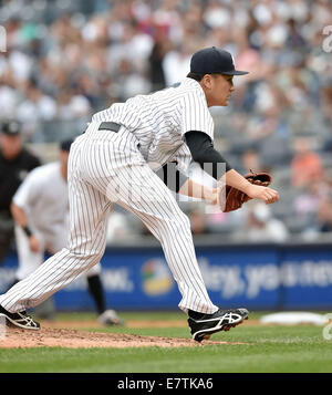 Masahiro Tanaka (Yankees), 21. September 2014 - MLB: Masahiro Tanaka von der New York Yankees in der Major League Baseball Spiel gegen die Toronto Blue Jays im Yankee Stadium in Bronx, New York, Vereinigte Staaten von Amerika. (Foto: AFLO) Stockfoto