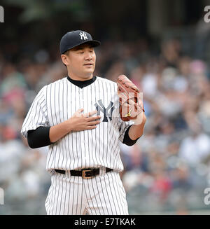 Masahiro Tanaka (Yankees), 21. September 2014 - MLB: Masahiro Tanaka von der New York Yankees in der Major League Baseball Spiel gegen die Toronto Blue Jays im Yankee Stadium in Bronx, New York, Vereinigte Staaten von Amerika. (Foto: AFLO) Stockfoto