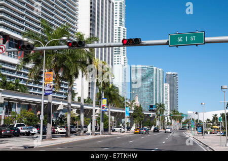Straße in Miami Downtown, Florida, USA Stockfoto