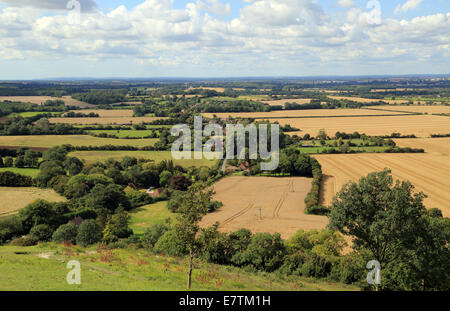 Stern-dreieck Downs über Bach und in der Nähe von Teufel Kneeding Trog auf Coldharbour Lane, North Downs, Kent, England Stockfoto