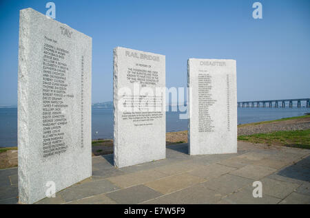 Denkmal für die Tay-Eisenbahnbrücke Katastrophe, Dundee Fife. Stockfoto