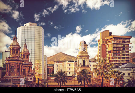 Vintage-Stil Bild der Innenstadt von Santiago de Chile, Chile. Stockfoto