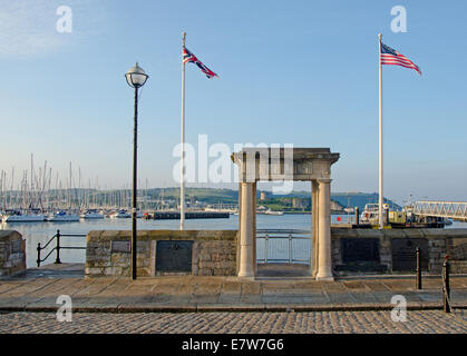 Der Mayflower Steps, Plymouth, Devon.  Diese markieren den Ausgangspunkt der Pilgerväter Stockfoto