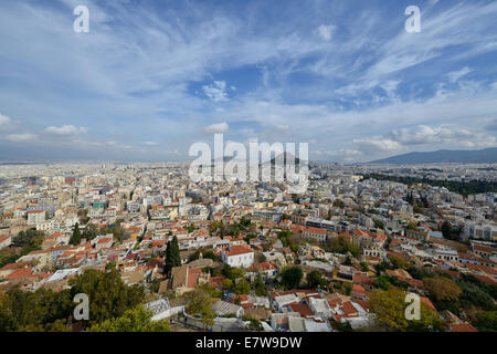 Panoramablick über Athen Stadt Stockfoto