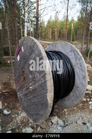 Mittel- / Hochspannungs-Hochleistungs-Kupferkabel ( Erdkabel ) , verwendet für die Übertragung von Strom , Finnland Stockfoto