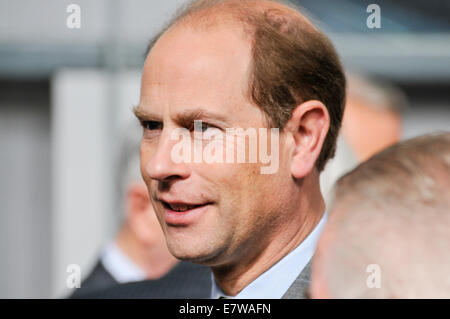 Downpatrick, Nordirland. 23.09.2014 - Prinz Edward Downpatrick Dampflok Museum besucht und eröffnet die neue Galerie Stockfoto