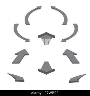 Pfeile-Symbole festgelegt. weißem Hintergrund Stockfoto