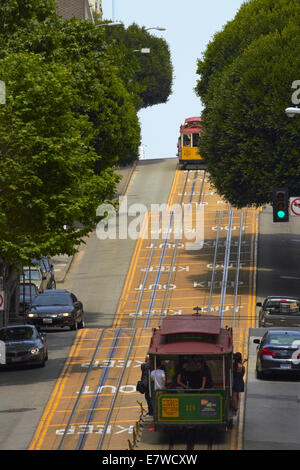 Seilbahnen auf Powell Street, San Francisco, Kalifornien, USA Stockfoto