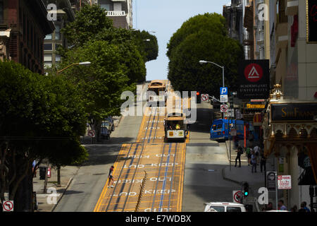 Seilbahnen auf Powell Street, San Francisco, Kalifornien, USA Stockfoto