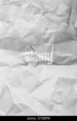 Papierhintergrund, weiße grunged, zerknittert Textur. Stockfoto