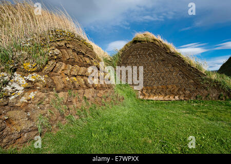 SOD Häuser, Rasen Gebäuden, Glaumbaer oder Glaumbær Museum, Nordwesten, Island Stockfoto