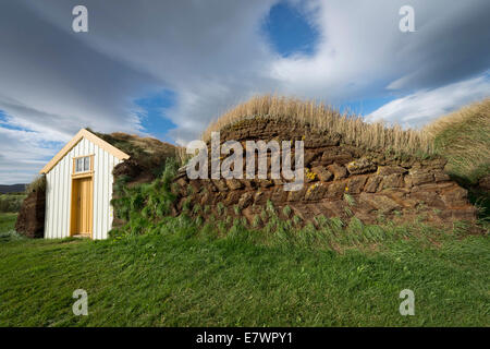 SOD Häuser, Rasen Gebäuden, Glaumbaer oder Glaumbær Museum, Nordwesten, Island Stockfoto