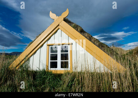 SOD Häuser, Rasen Gebäuden, Glaumbaer oder Glaumbær Museum, Nordwesten, Island Stockfoto