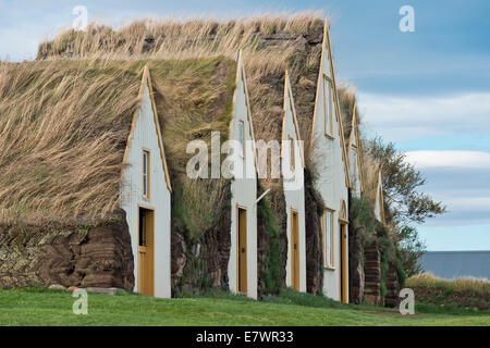 SOD Häuser, Rasen Gebäuden, Glaumbaer oder Glaumbær Museum, Nordwesten, Island Stockfoto