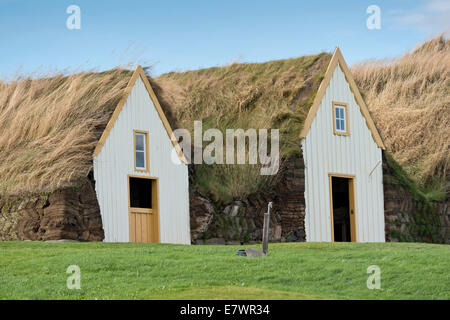 SOD Häuser, Rasen Gebäuden, Glaumbaer oder Glaumbær Museum, Nordwesten, Island Stockfoto