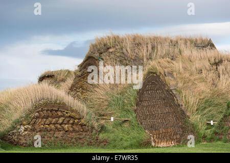 SOD Häuser, Rasen Gebäuden, Glaumbaer oder Glaumbær Museum, Nordwesten, Island Stockfoto