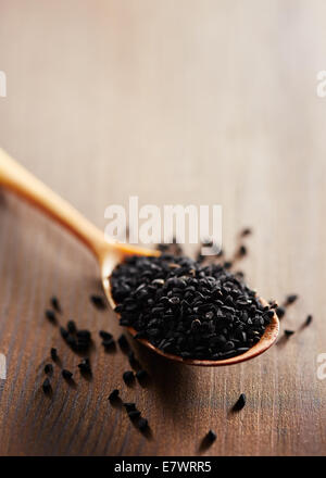 Fenchel-Blume-Gewürz auf Holzlöffel Stockfoto