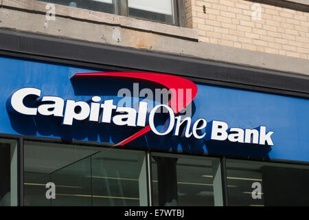 USA, New York, Hauptstadt einer Bank Zeichen. Stockfoto