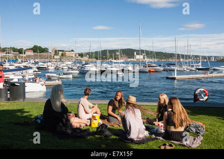 am Pier von Aker Brygge in Oslo, Norwegen Stockfoto