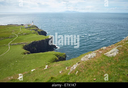 Landschaftlich Point Leuchtturm auf der Isle Of Skye, Schottisches Hochland, Schottland. Stockfoto