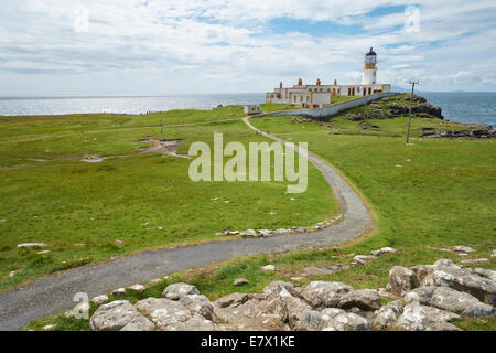 Landschaftlich Point Leuchtturm auf der Isle Of Skye, Schottisches Hochland, Schottland. Stockfoto