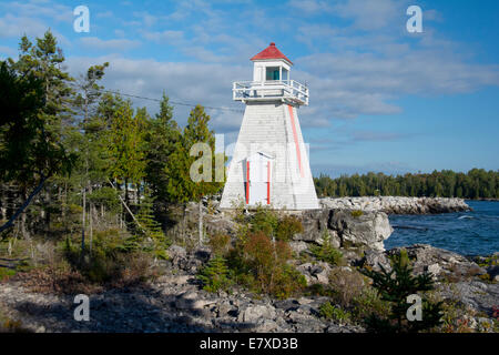 Der Leuchtturm am South Baymouth, Manitoulin Island, Ontario, Kanada. Stockfoto