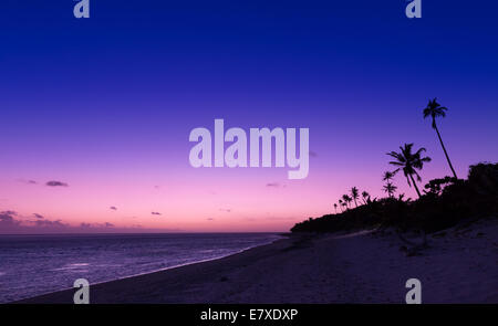 Strand bei Sonnenuntergang, The Coral Coast, Insel Viti Levu, Fidschi, Ozeanien Stockfoto
