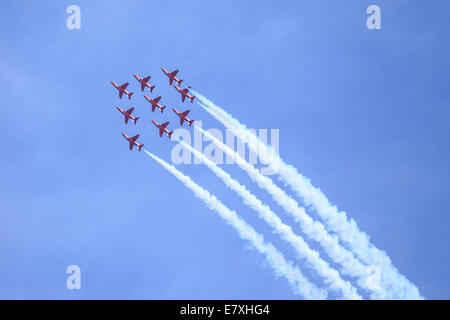 Die roten Pfeile in 2014 Bournemouth Air Festival (UK) Stockfoto