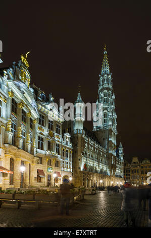 Grand Place oder Grote Markt zentrale Platz, Nachtszene, Brüssel, Belgien Stockfoto