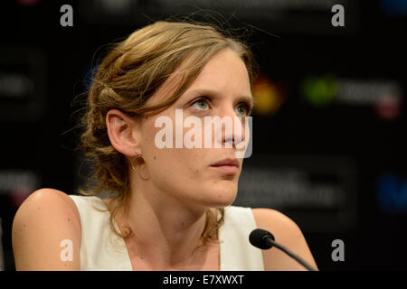 San Sebastian, Baskenland, Spanien. 24. Sep, 2014. Mia Hansen-Love "Eden" auf der Pressekonferenz auf der 62. Internationalen Filmfestspiele von San Sebastian am 24. September. Bildnachweis: Dpa picture Alliance/Alamy Live News Stockfoto