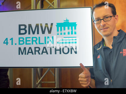 Berlin, Deutschland. 25. Sep, 2014. Race-Direktor des Berlin-Marathon Mark Milde beteiligt sich an einer Pressekonferenz anlässlich der 41. Auflage des Berlin-Marathon in Berlin, Deutschland, 25. September 2014. Bildnachweis: Dpa picture Alliance/Alamy Live News Stockfoto